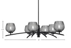 Kurve Six Light Chandelier in Matte Black with Smoke Textured Shade