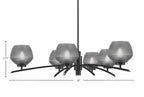 Kurve Six Light Chandelier in Matte Black with Smoke Textured Shade