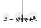 Kurve Six Light Chandelier in Matte Black with Clear Bubble Shade