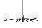 Kurve Six Light Chandelier in Matte Black with White Marble Shade