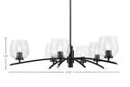 Kurve Six Light Chandelier in Matte Black with Smoke Bubble Shade