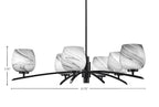 Kurve Six Light Chandelier in Matte Black with Onyx Swirl Shade