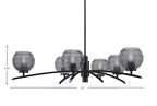 Kurve Six Light Chandelier in Matte Black with Smoke Ribbed Shade
