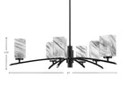 Kurve Six Light Chandelier in Matte Black with Onyx Swirl Shade