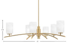 Kurve Six Light Chandelier in New Age Brass with 4" White Marble Shade
