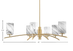 Kurve Six Light Chandelier in New Age Brass with 4" Onyx Swirl Shade