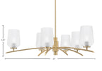 Kurve Six Light Chandelier in New Age Brass with 5" Clear Textured Shade