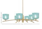 Kurve Six Light Chandelier in New Age Brass with 6" Turquoise Textured Shade