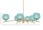 Kurve Six Light Chandelier in New Age Brass with 6" Turquoise Textured Shade