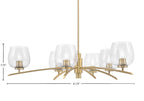 Kurve Six Light Chandelier in New Age Brass with 6" Smoke Bubble Shade