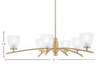 Kurve Six Light Chandelier in New Age Brass with 5" Clear Ribbed Shade
