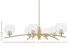 Kurve Six Light Chandelier in New Age Brass with 6" Clear Ribbed Shade