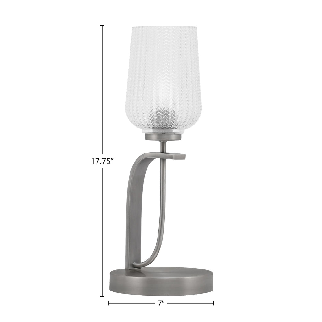 Cavella One Light Table Lamp in Graphite with 5" Clear Textured Shade