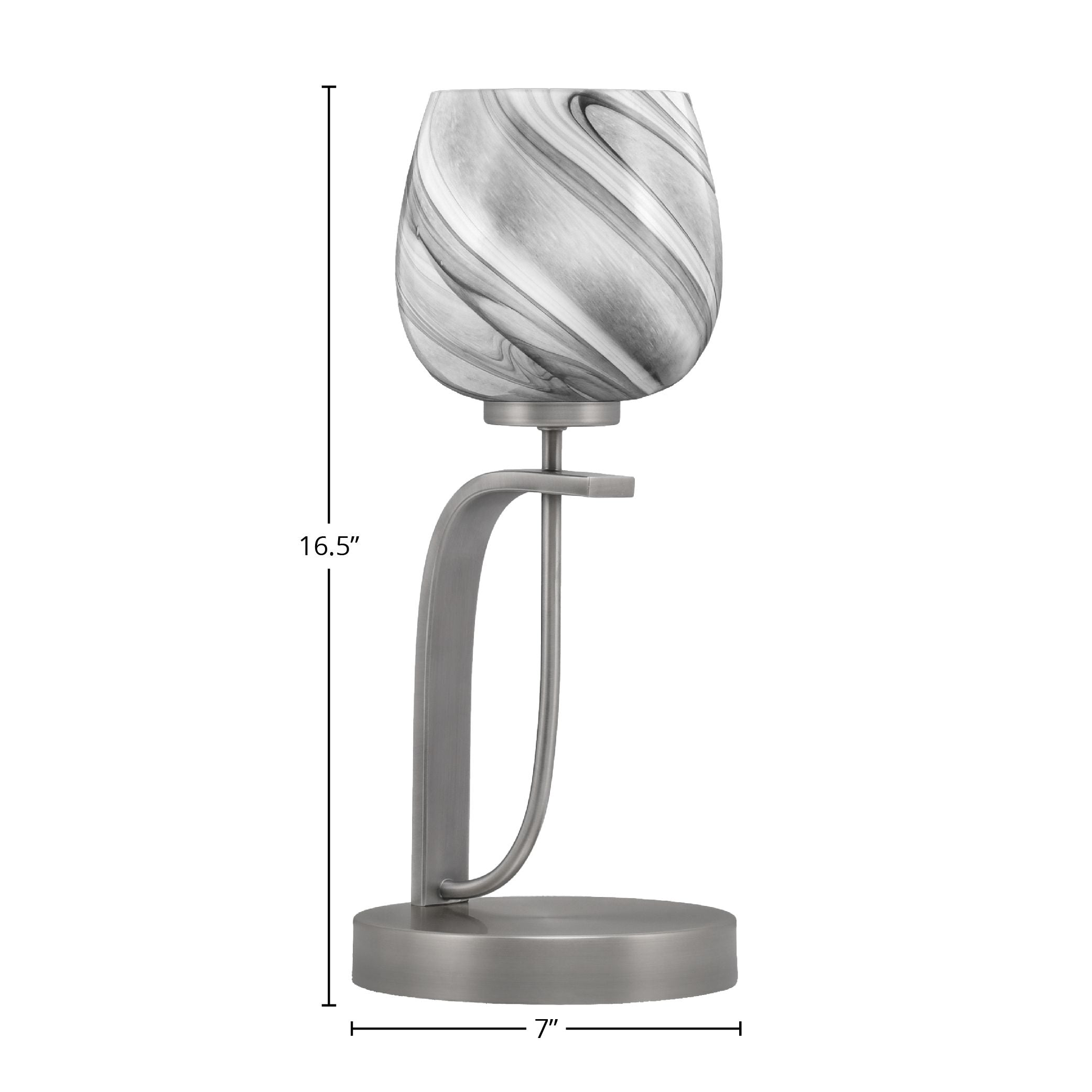 Cavella One Light Table Lamp in Graphite with 6" Onyx Swirl Shade
