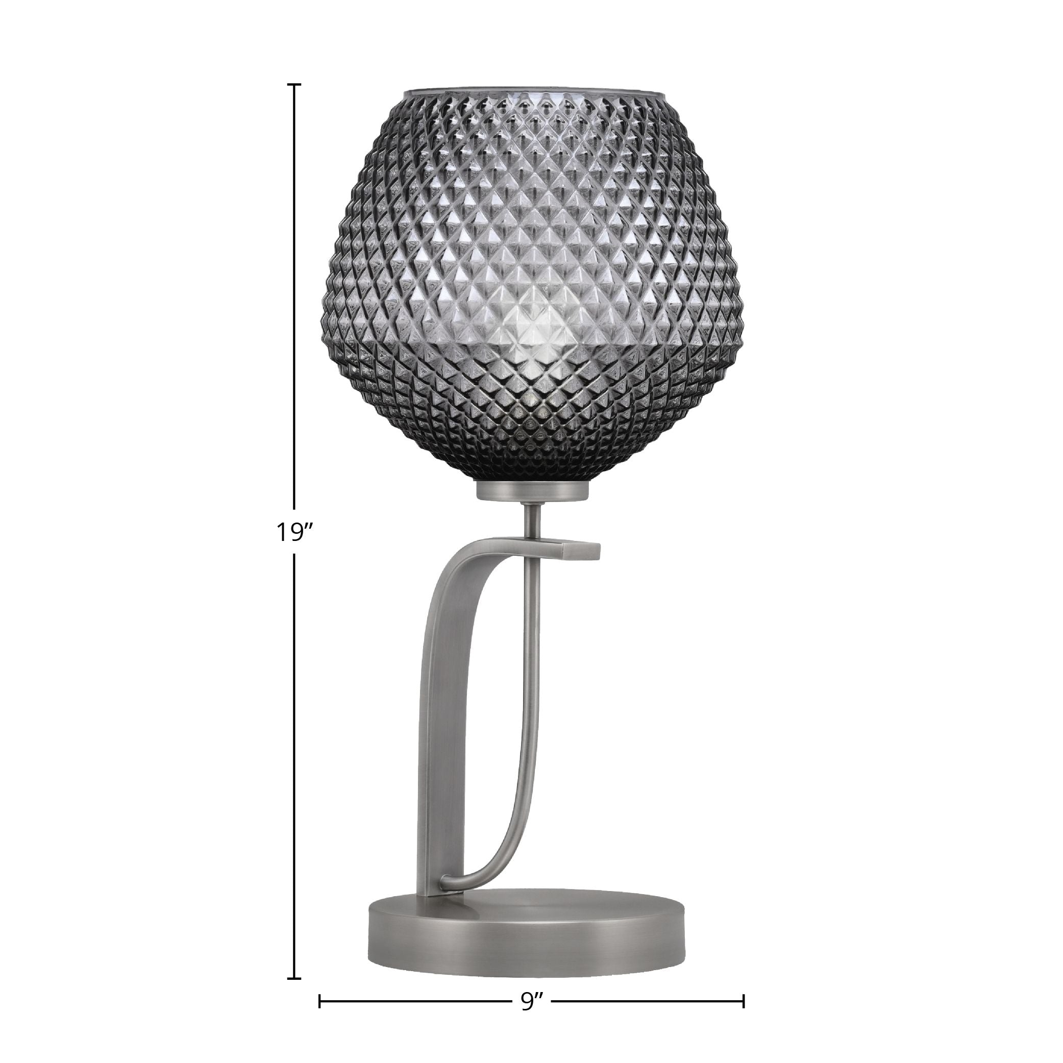 Cavella One Light Table Lamp in Graphite with 9" Smoke Textured Shade