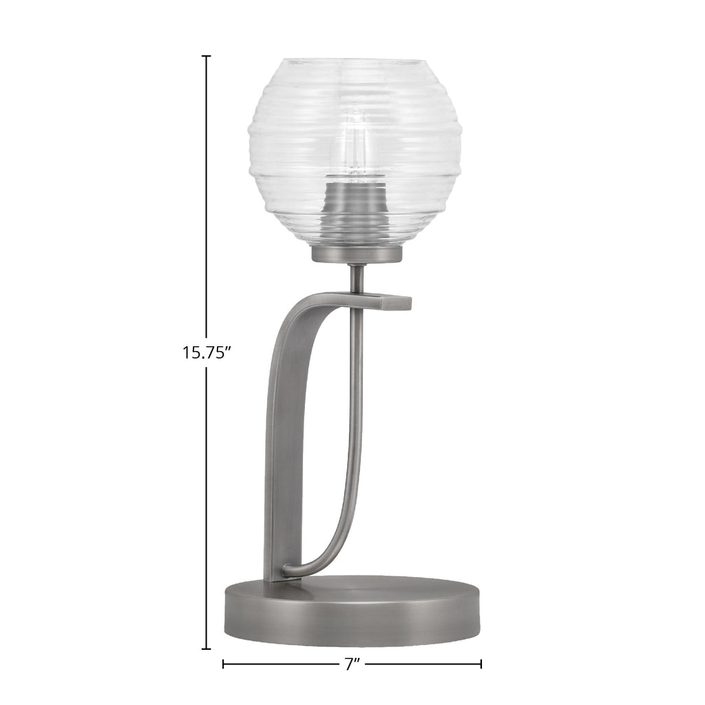 Cavella One Light Table Lamp in Graphite with 6" Clear Ribbed Shade