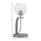 Cavella One Light Table Lamp in Graphite with 6" Clear Ribbed Shade