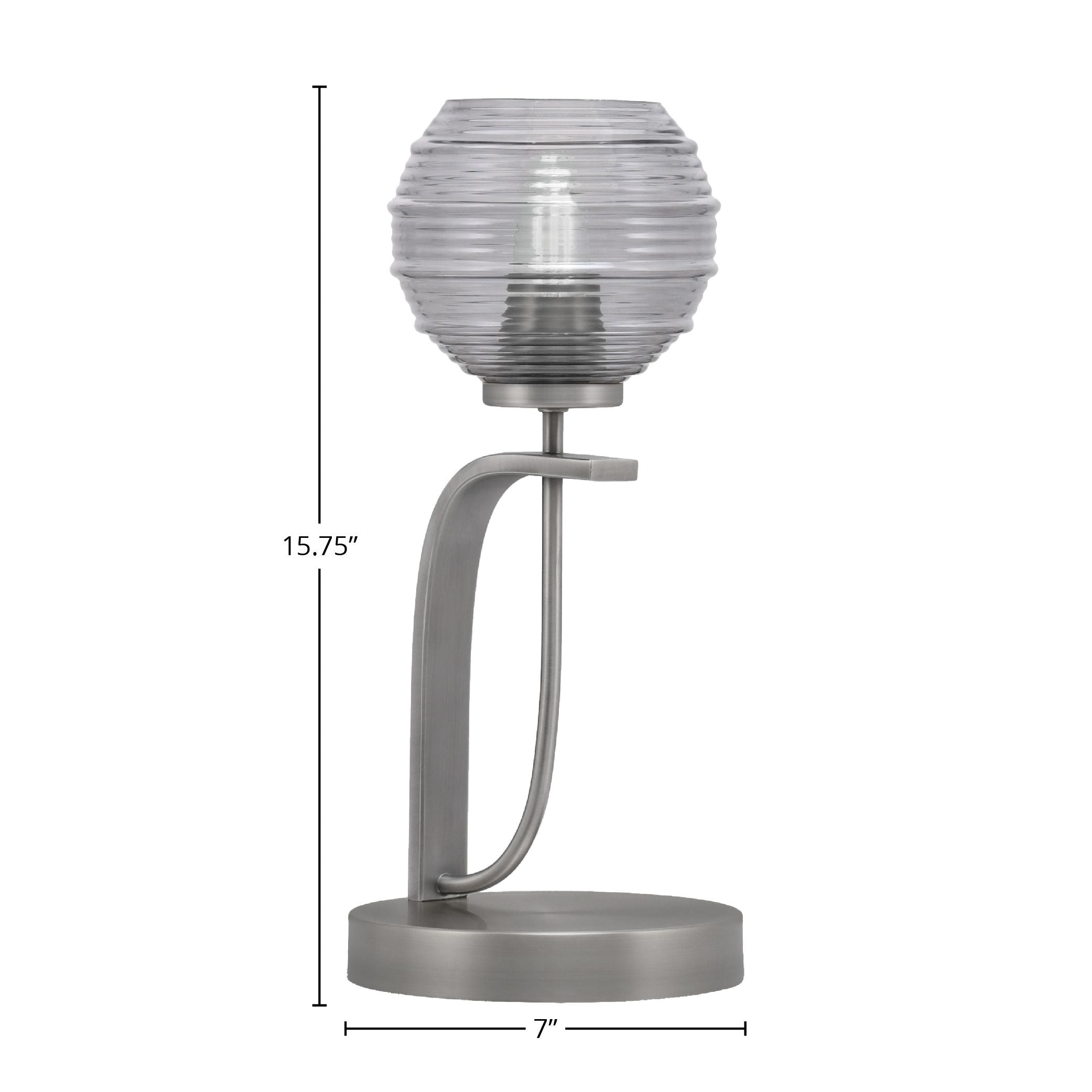 Cavella One Light Table Lamp in Graphite with 6" Smoke Ribbed Shade