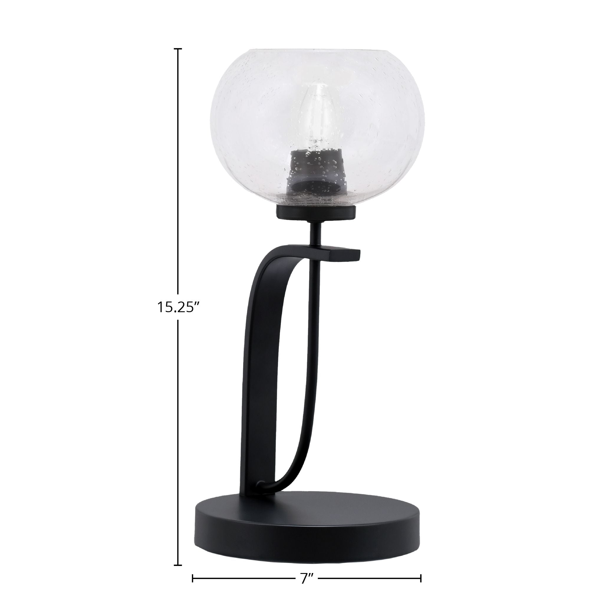 Cavella One Light Table Lamp in Matte Black with 7" Clear Bubble Shade