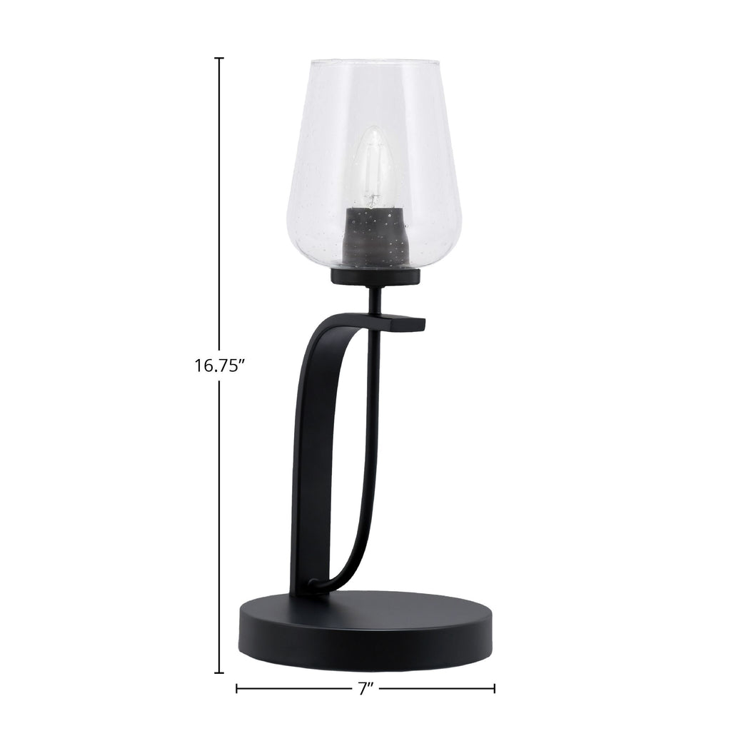 Cavella One Light Table Lamp in Matte Black with 5" Clear Bubble Shade