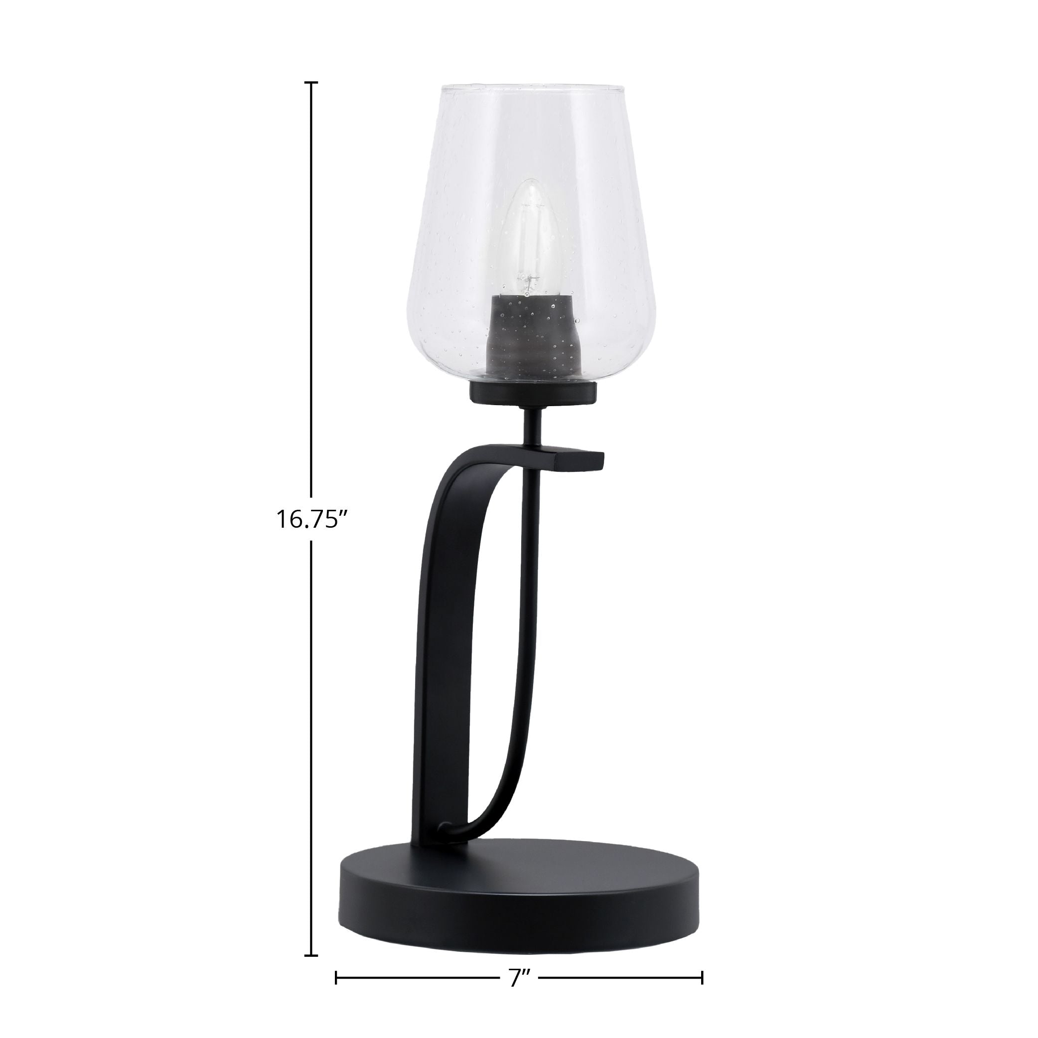 Cavella One Light Table Lamp in Matte Black with 5" Clear Bubble Shade