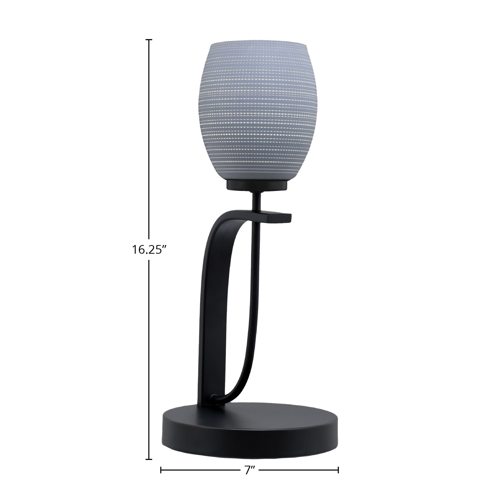 Cavella One Light Table Lamp in Matte Black with 5" Gray Matrix Shade