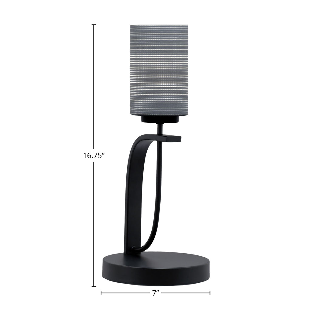 Cavella One Light Table Lamp in Matte Black with 4" Gray Matrix Shade