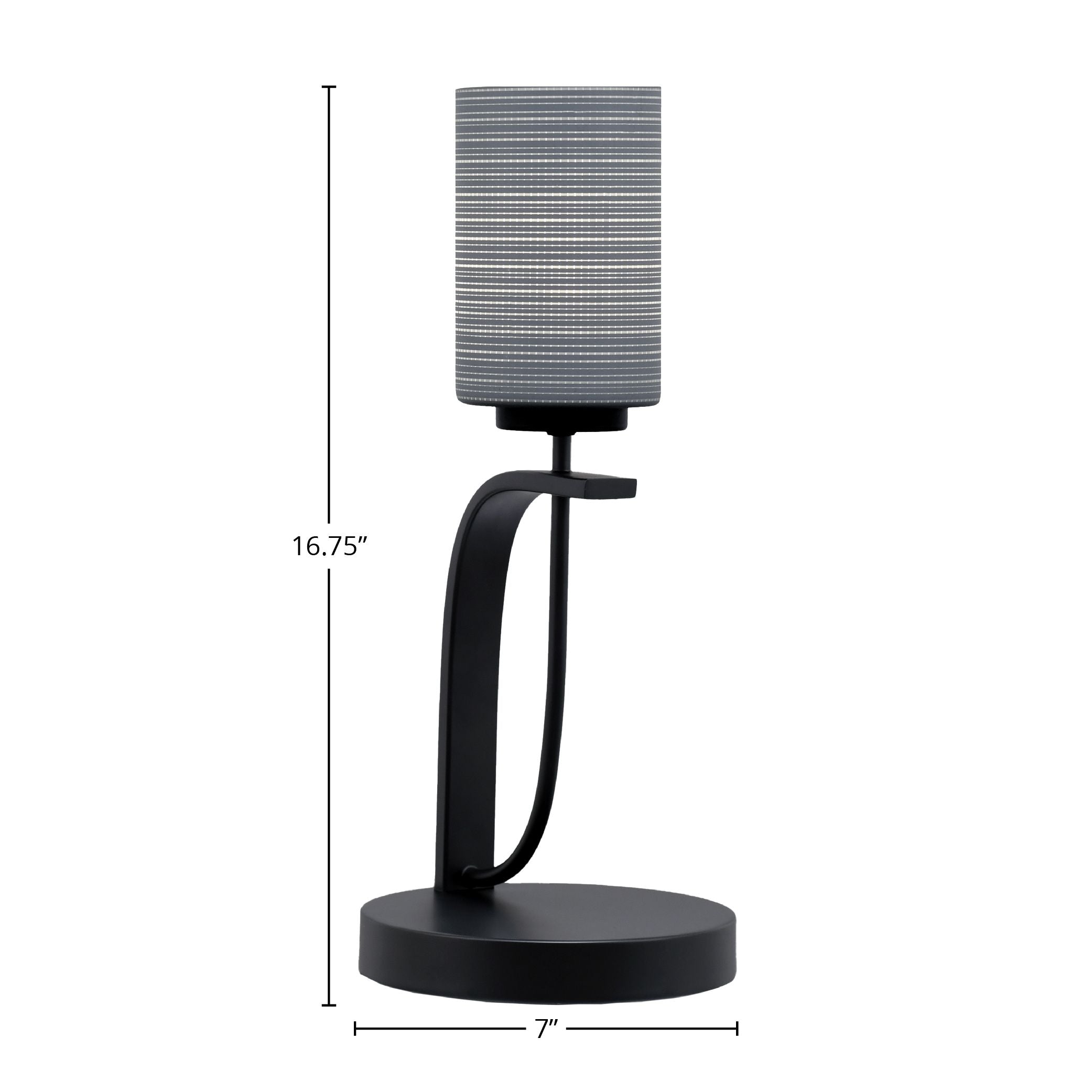 Cavella One Light Table Lamp in Matte Black with 4" Gray Matrix Shade