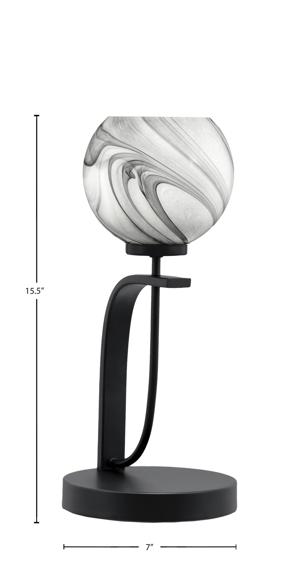 Cavella One Light Table Lamp in Matte Black with 5.75" Onyx Swirl Shade