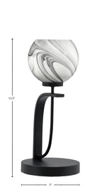 Cavella One Light Table Lamp in Matte Black with 5.75" Onyx Swirl Shade