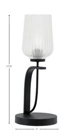 Cavella One Light Table Lamp in Matte Black with 5" Clear Textured Shade