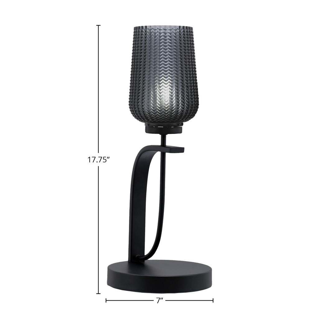 Cavella One Light Table Lamp in Matte Black with 5" Smoke Textured Shade