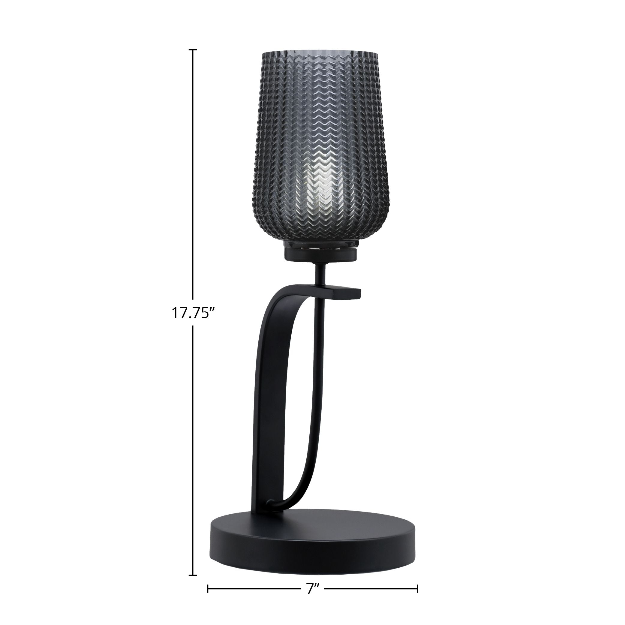 Cavella One Light Table Lamp in Matte Black with 5" Smoke Textured Shade