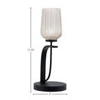 Cavella One Light Table Lamp in Matte Black with 5" Silver Textured Shade