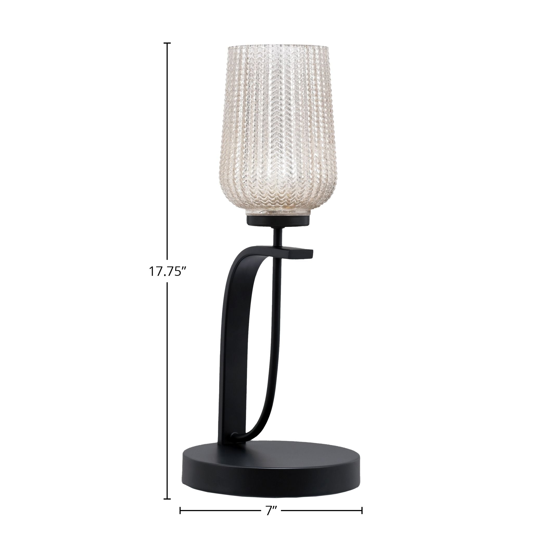 Cavella One Light Table Lamp in Matte Black with 5" Silver Textured Shade