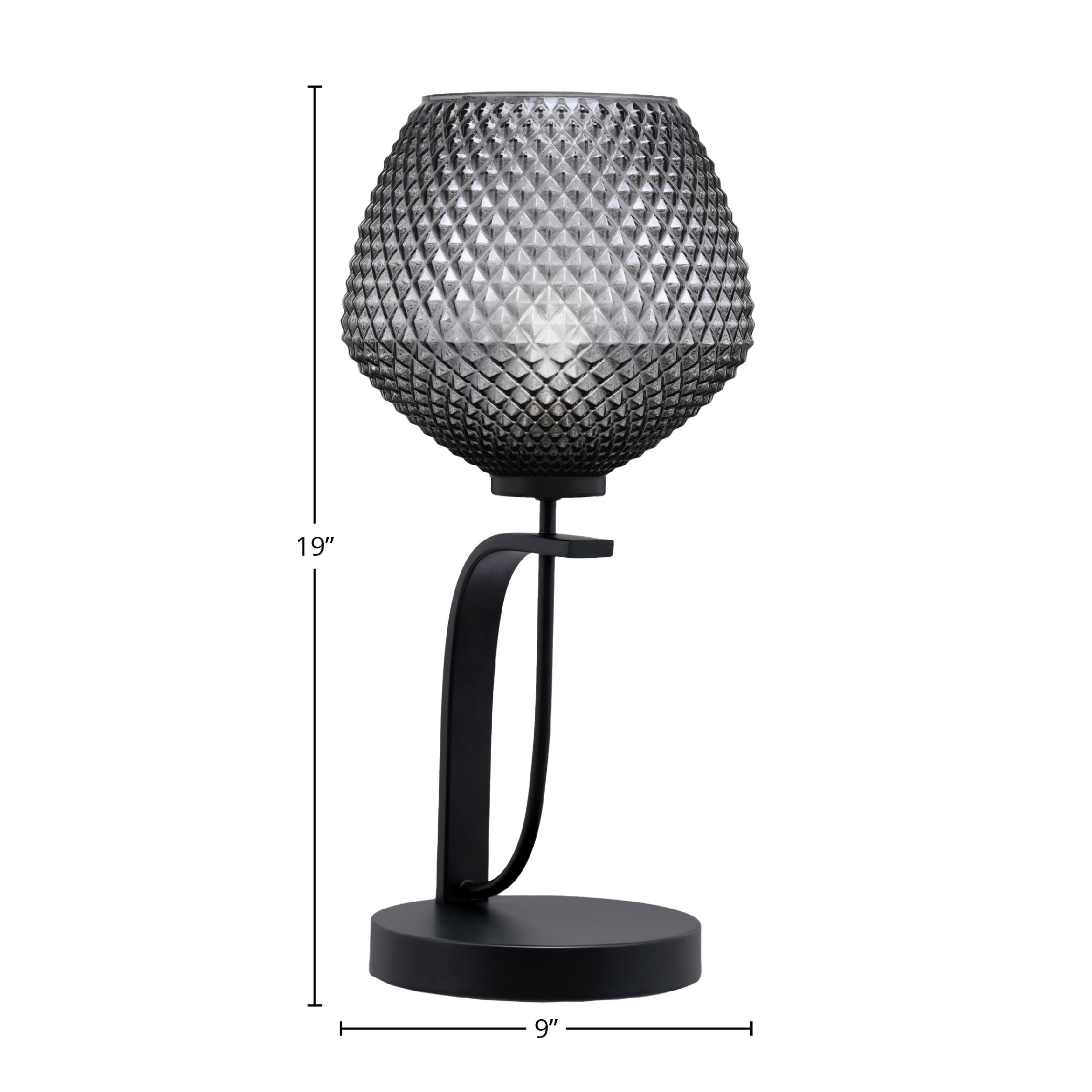 Cavella One Light Table Lamp in Matte Black with 9" Smoke Textured Shade