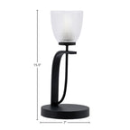 Cavella One Light Table Lamp in Matte Black with 5" Clear Ribbed Shade