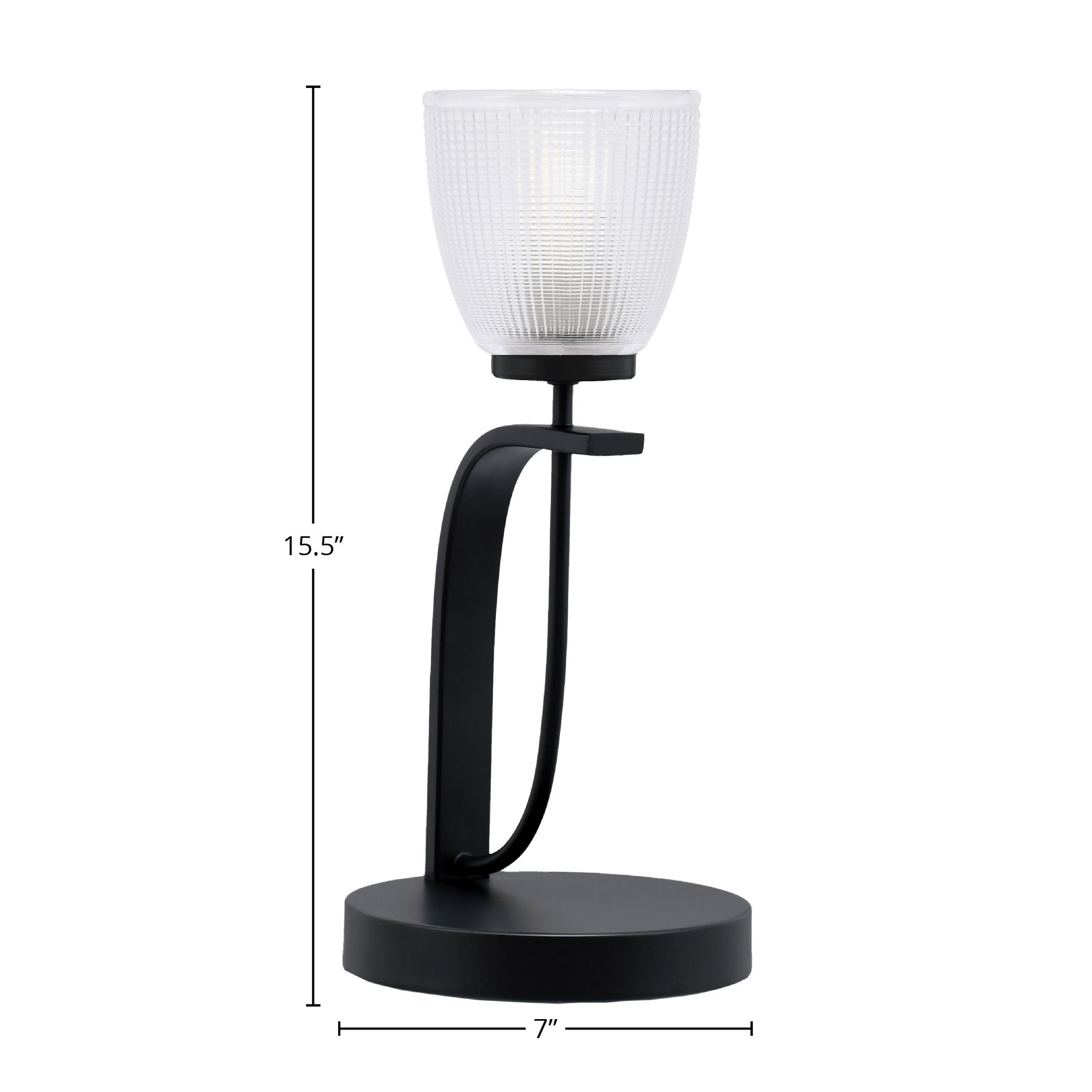 Cavella One Light Table Lamp in Matte Black with 5" Clear Ribbed Shade