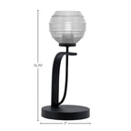 Cavella One Light Table Lamp in Matte Black with 6" Clear Ribbed Shade