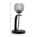 Cavella One Light Table Lamp in Matte Black with 6" Smoke Ribbed Shade