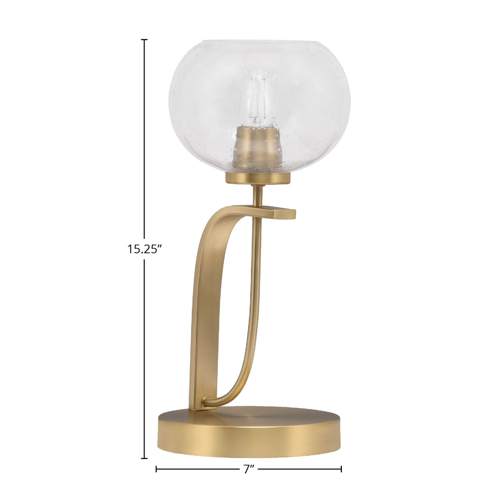 Cavella One Light Table Lamp in New Age Brass with 7" Clear Bubble Shade