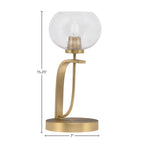 Cavella One Light Table Lamp in New Age Brass with 7" Clear Bubble Shade