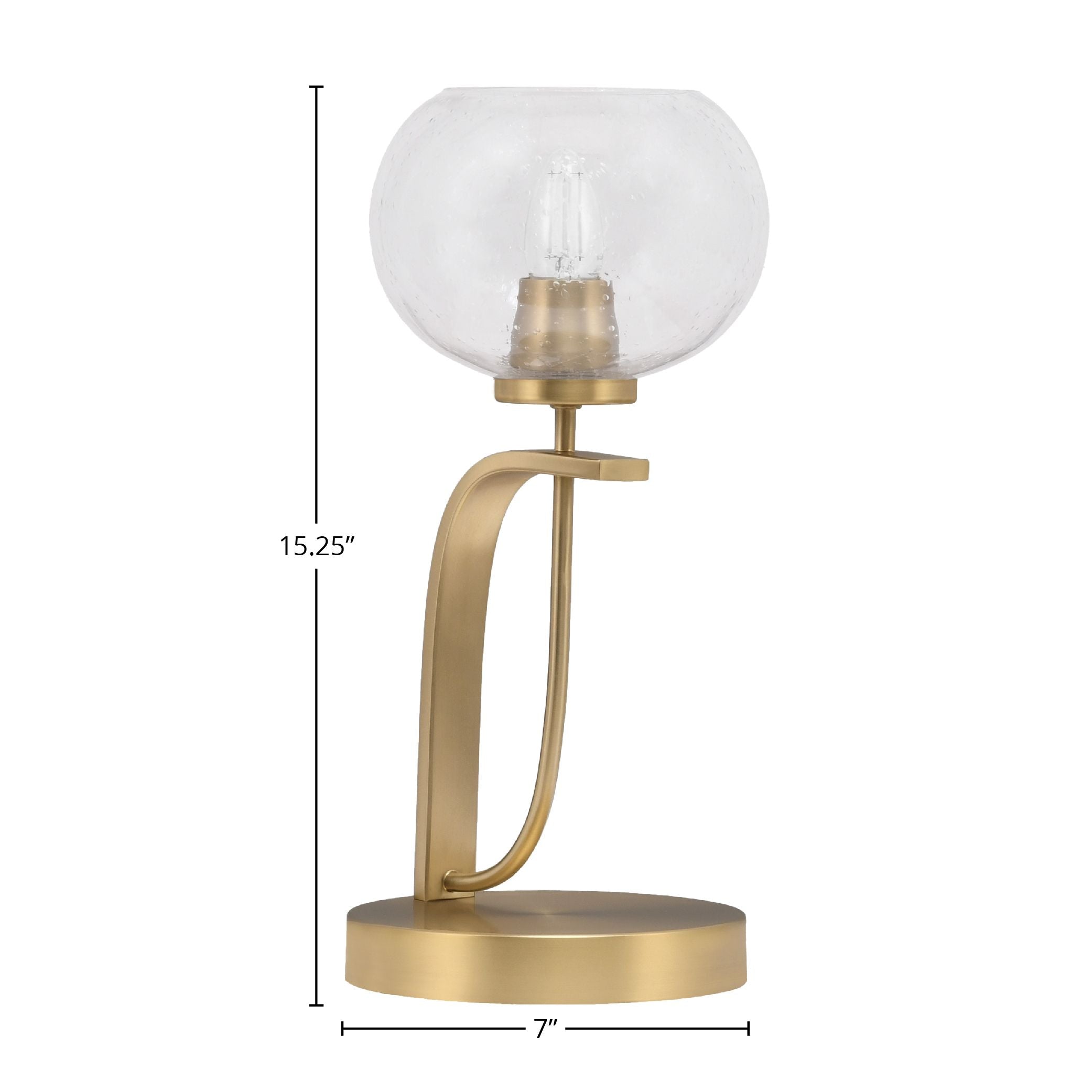 Cavella One Light Table Lamp in New Age Brass with 7" Clear Bubble Shade