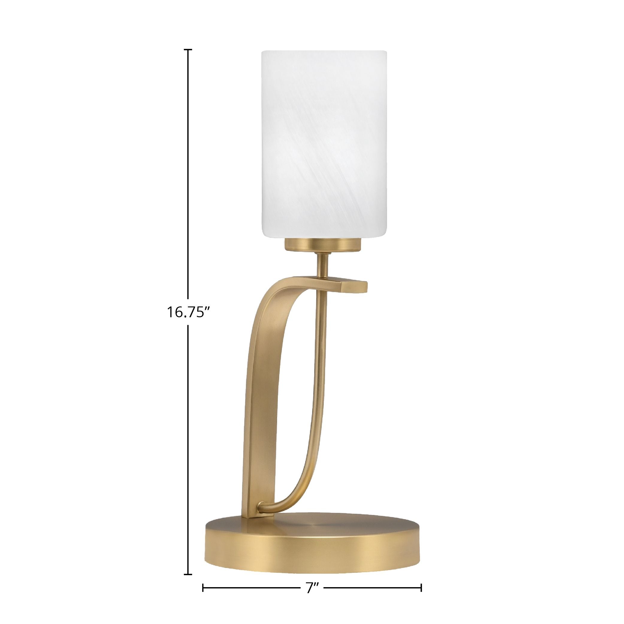 Cavella One Light Table Lamp in New Age Brass with 4" White Marble Shade