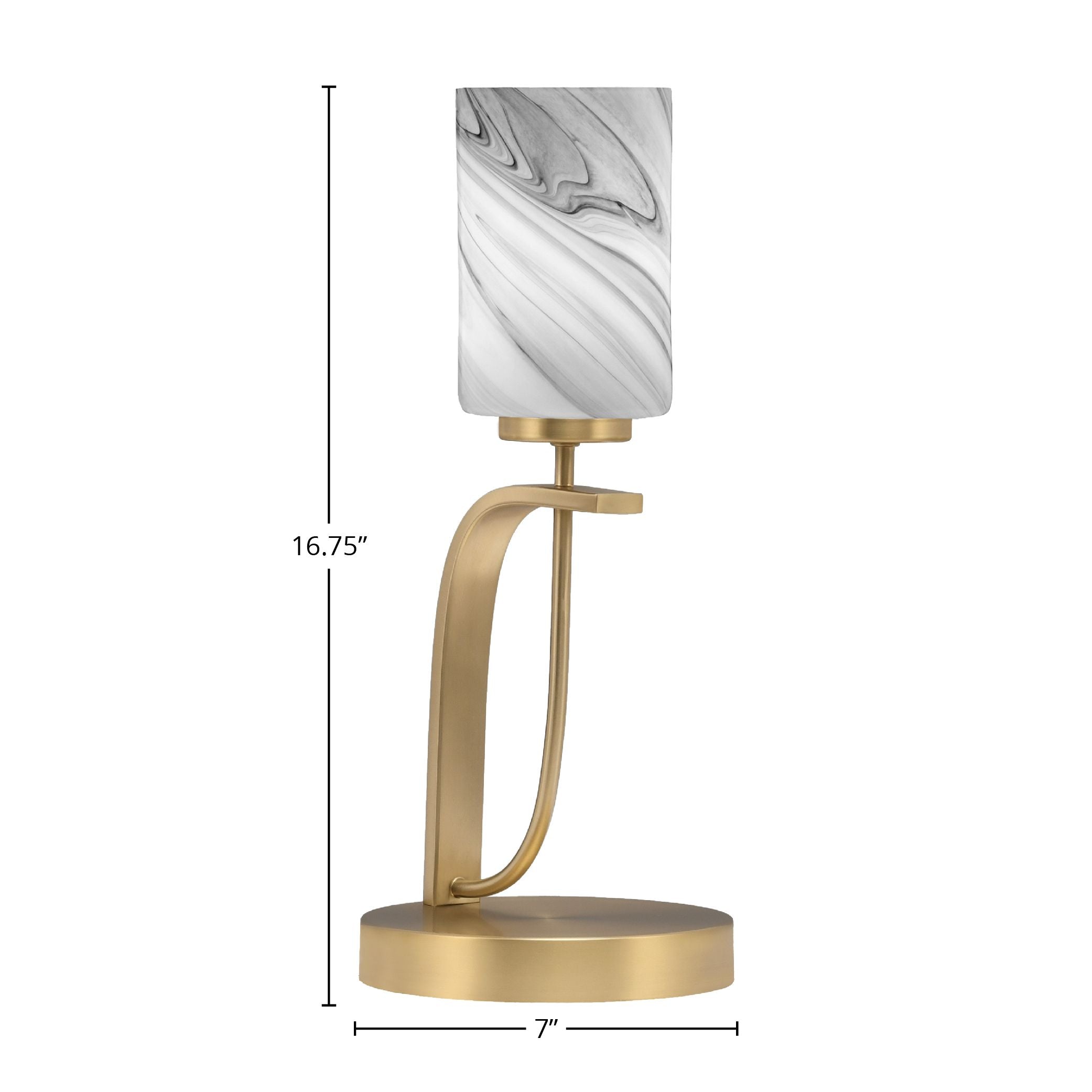 Cavella One Light Table Lamp in New Age Brass with 4" Onyx Swirl Shade