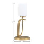Cavella One Light Table Lamp in New Age Brass with 4" White Muslin Shade
