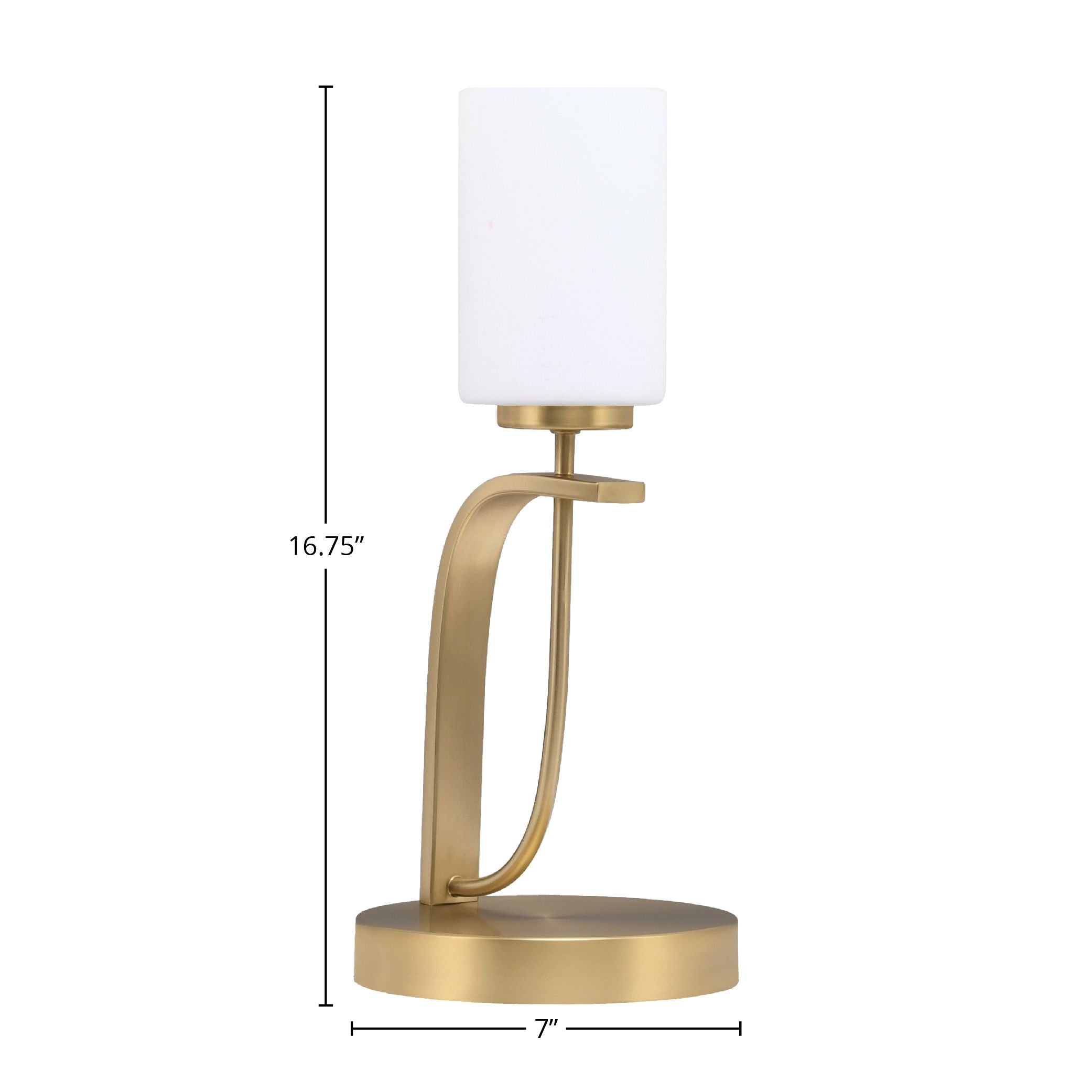 Cavella One Light Table Lamp in New Age Brass with 4" White Muslin Shade