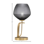 Cavella One Light Table Lamp in New Age Brass with 9" Smoke Textured Shade