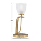 Cavella One Light Table Lamp in New Age Brass with 5" Clear Ribbed Shade