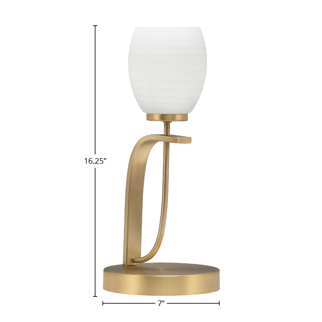 Cavella One Light Table Lamp in New Age Brass with 5" White Linen Shade